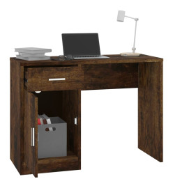 Bureau avec tiroir et armoire Chêne fumé 100x40x73 cm