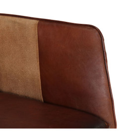 Chaise à bascule et repose-pieds Marron Cuir véritable et toile