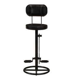 Tabourets de bar lot de 2 noir cuir de chèvre véritable