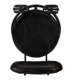 Tabourets de bar lot de 2 noir cuir de chèvre véritable