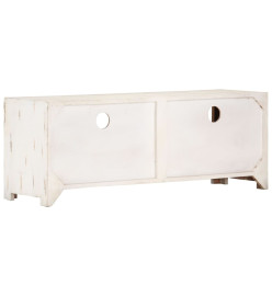 Meuble TV Bois massif d'acacia 110x30x40 cm Blanc