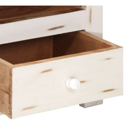 Meuble TV Bois massif d'acacia 110x30x40 cm Blanc