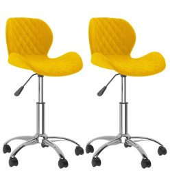 Chaises pivotantes à manger lot de 2 jaune moutarde velours