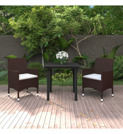 Mobilier à dîner de jardin coussins 3 pcs Résine tressée Verre