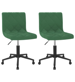 Chaises pivotantes à manger lot de 2 Vert foncé Velours