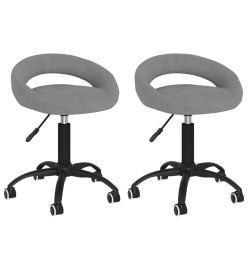 Chaises pivotantes à manger lot de 2 gris clair velours