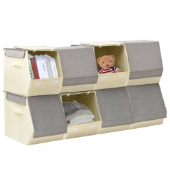 Boîtes de rangement empilables avec couvercle 8 pcs Tissu