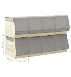 Boîtes de rangement empilables avec couvercle 8 pcs Tissu