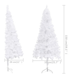 Sapin de Noël artificiel d'angle Blanc 150 cm PVC