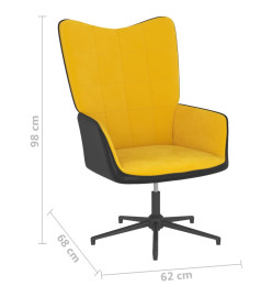 Chaise de détente et repose-pied Jaune moutarde Velours et PVC