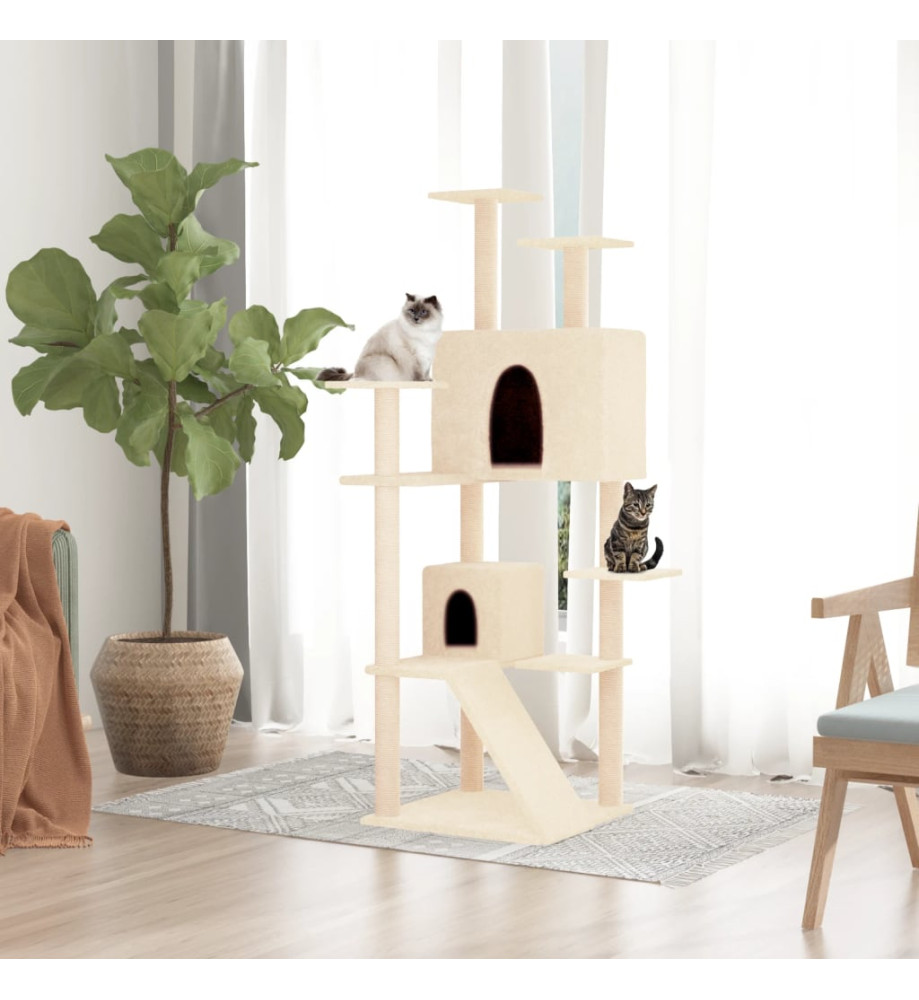 Arbre à chat avec griffoirs en sisal Crème 153 cm