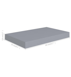 Étagère murale flottante gris 40x23x3,8 cm MDF