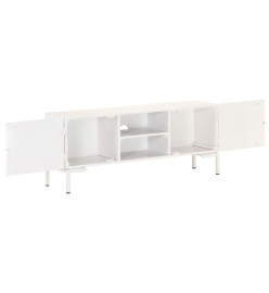 Meuble TV Blanc 115x30x46 cm Bois massif de manguier