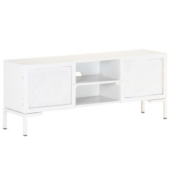 Meuble TV Blanc 115x30x46 cm Bois massif de manguier