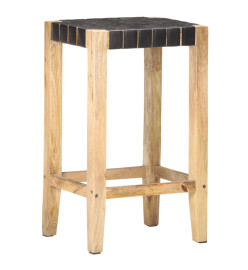 Tabourets de bar lot de 2 noir cuir véritable 75 cm