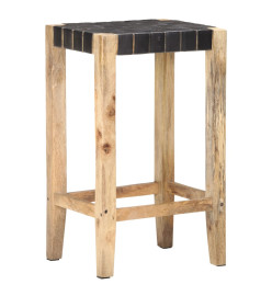 Tabourets de bar lot de 2 noir cuir véritable 75 cm