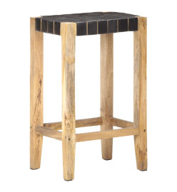 Tabourets de bar lot de 2 noir cuir véritable 75 cm