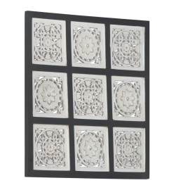 Panneau mural sculpté à la main MDF 60x60x1,5 cm Noir et blanc