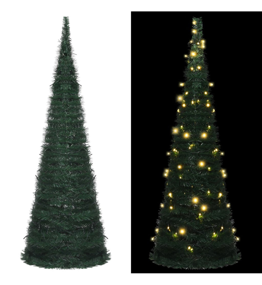 Sapin de Noël artificiel pré-éclairé avec guirlandes vert 180cm