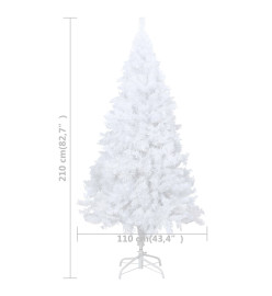 Arbre de Noël artificiel avec branches épaisses blanc 210cm PVC