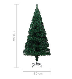 Sapin de Noël artificiel avec support vert 180 cm fibre optique