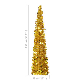 Sapin de Noël artificiel escamotable doré 150 cm PET