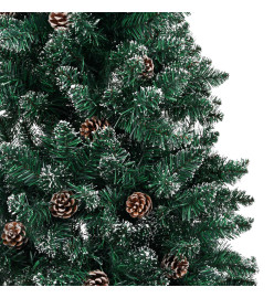 Sapin de Noël mince bois véritable et neige blanche vert 210 cm