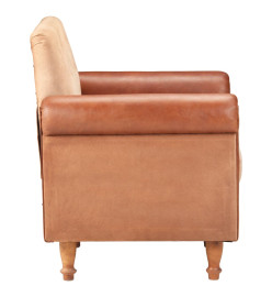 Fauteuil Marron Cuir véritable et toile