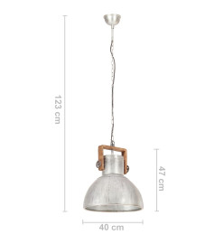 Lampe suspendue industrielle 25 W Argenté Rond 40 cm E27