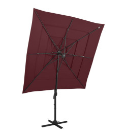 Parasol à 4 niveaux avec mât en aluminium Bordeaux 250x250 cm