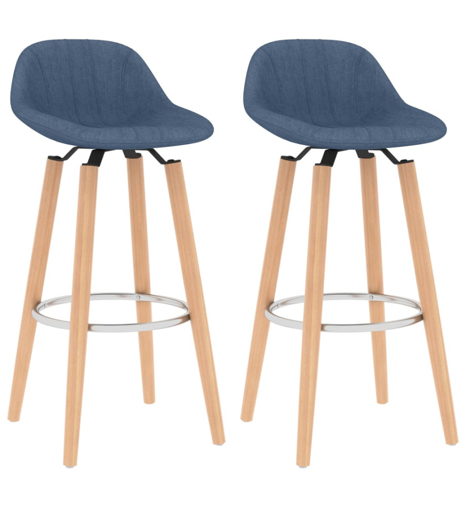 Tabourets de bar lot de 2 bleu tissu