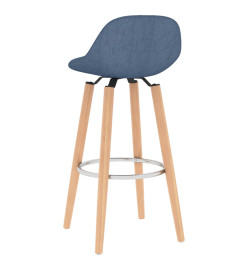 Tabourets de bar lot de 2 bleu tissu