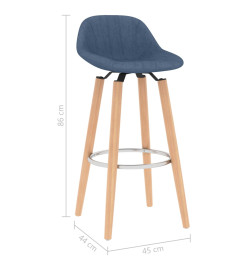 Tabourets de bar lot de 2 bleu tissu