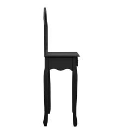 Coiffeuse et tabouret Noir 65x36x128 cm Bois de paulownia MDF