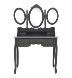 Coiffeuse avec tabouret et miroir pliable en 3 Gris