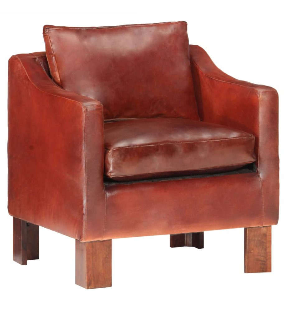 Fauteuil Marron foncé Cuir véritable