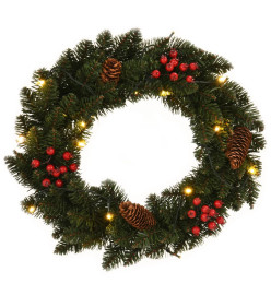 Couronnes de Noël avec décoration 2 pcs Vert 45 cm