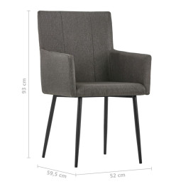 Chaises à manger avec accoudoirs lot de 2 taupe tissu