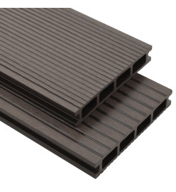 Panneaux de terrasse creux WPC 10 m² 2,2 m Marron foncé