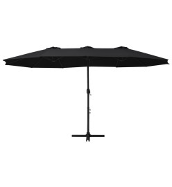 Parasol d'extérieur et poteau en aluminium 460 x 270 cm Noir