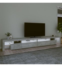 Meuble TV avec lumières LED Gris béton 290x36,5x40 cm