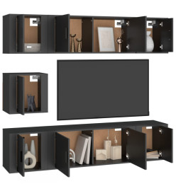 Ensemble de meubles TV 7 pcs Noir Bois d'ingénierie