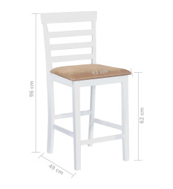 Chaises de bar lot de 2 blanc tissu