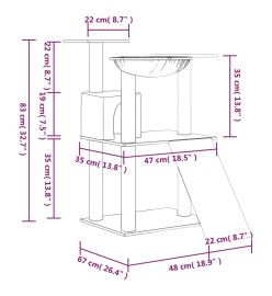 Arbre à chat avec griffoirs en sisal Gris clair 83 cm