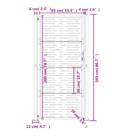 Portail de jardin 105x205 cm acier corten conception de carré