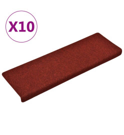 Tapis de marches d'escalier 10pcs Bordeaux 65x21x4cm Aiguilleté