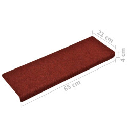 Tapis de marches d'escalier 10pcs Bordeaux 65x21x4cm Aiguilleté