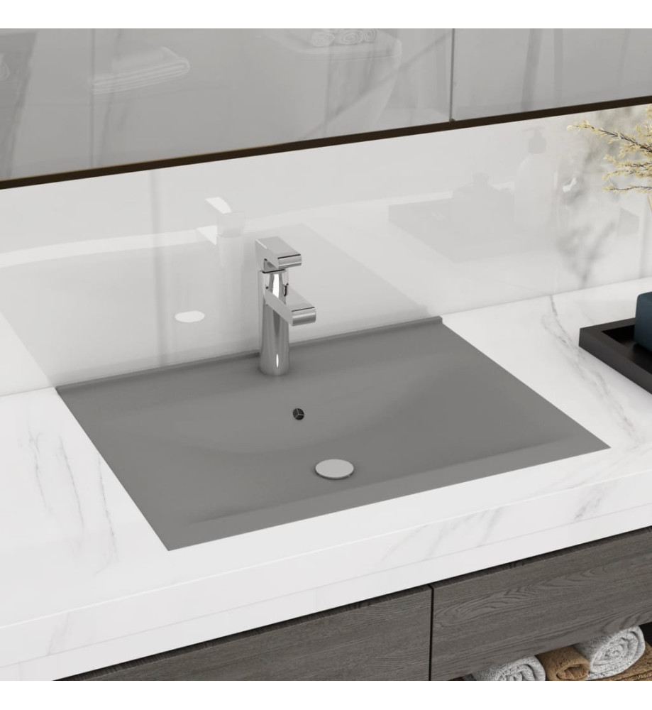 Lavabo avec trou de robinet Gris clair mat 60x46 cm Céramique