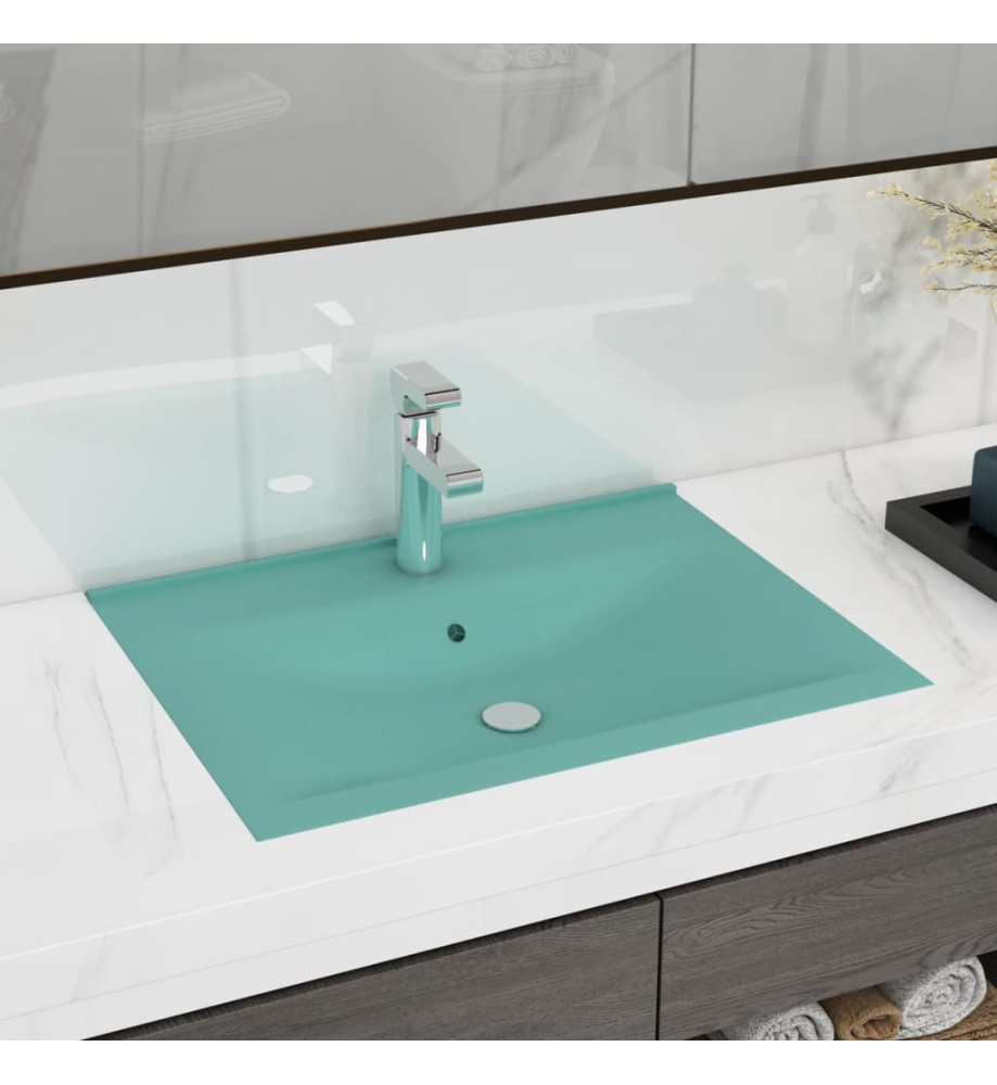 Lavabo avec trou de robinet Vert clair mat 60x46 cm Céramique