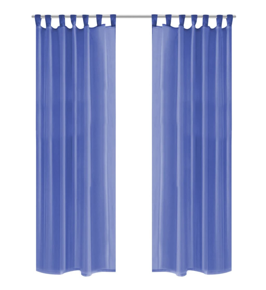 Rideau occultant 2 pcs Voile 140 x 245 cm Bleu royal